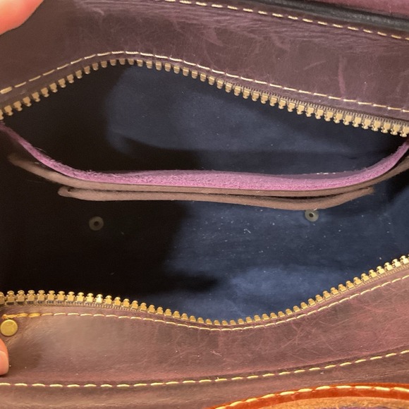 Ladybuq Handmade Poland Leather Oversized Leather Tote Shoulder Bag Plum - Picture 12 of 15